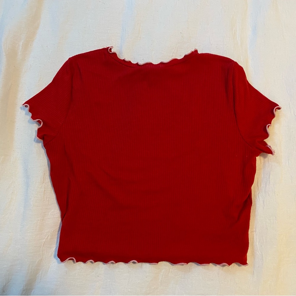 Red Ruffled Women's Top - Picture 2 of 3